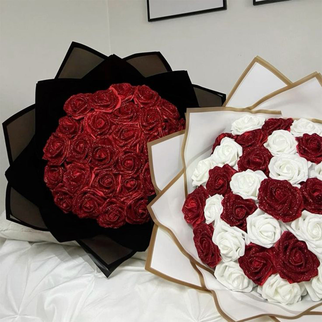 Soft Whispers Ribbon Rose Bouquet