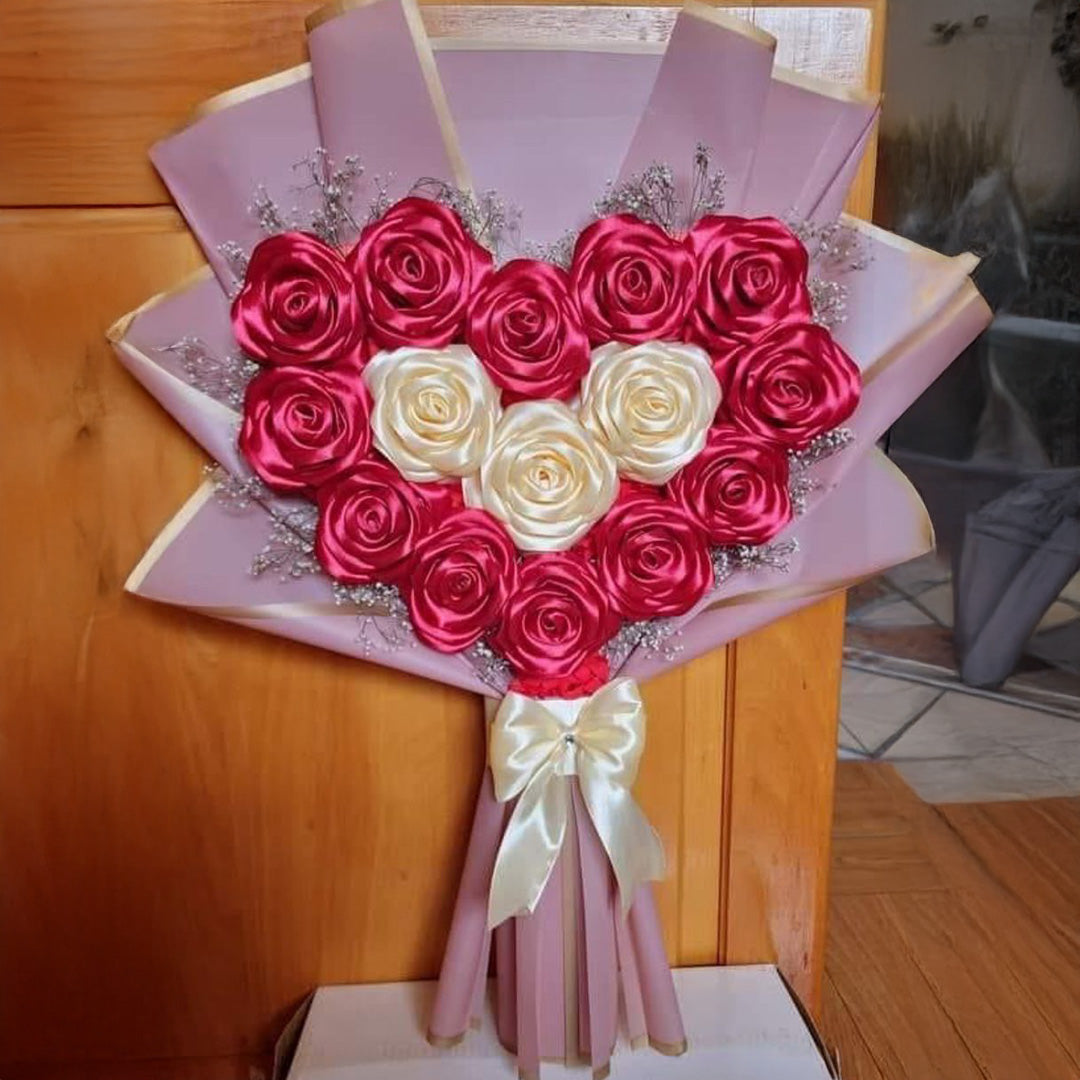 Shining Heart Ribbon Roses Bouquet