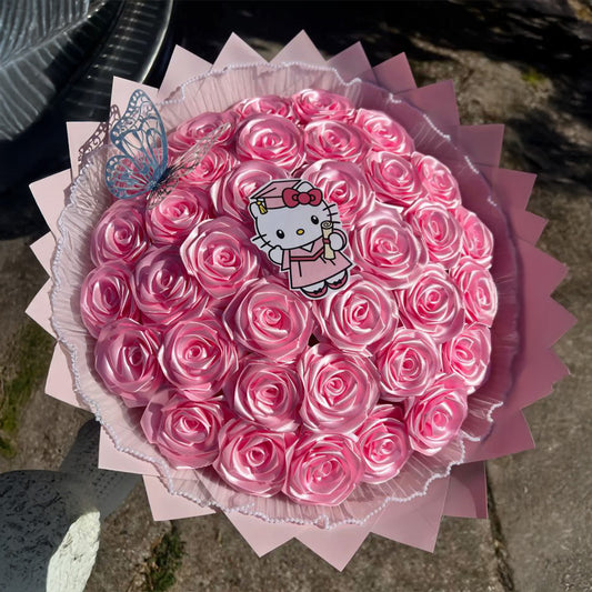 Delicate Dreams Ribbon Rose Bunch