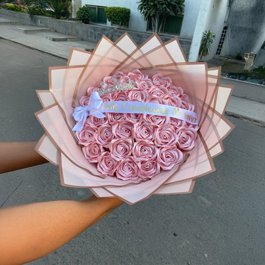 Blush Harmony Handmade Ribbon Bouquet