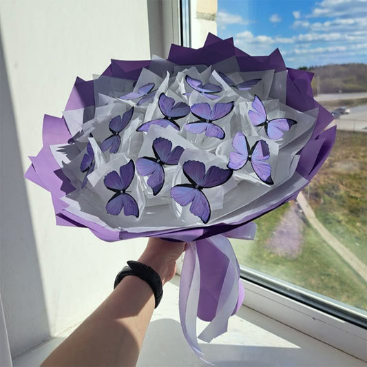Graceful Glow Ribbon Rose Bunch with Butterfly
